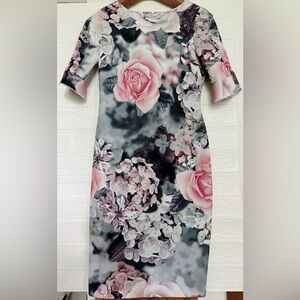 Calvin Klein Floral Pink and Gray sheath Dress